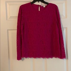 Hot pink, lace dvf top